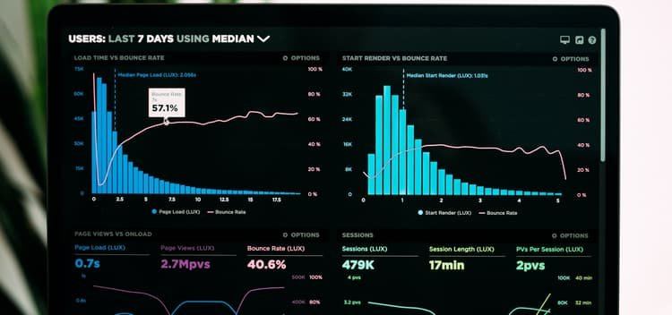 A laptop displaying performance data used to review a link building campaign