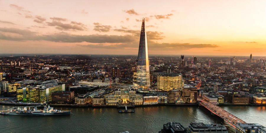 The Shard and modern office buildings in the London skyline